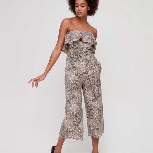 Aritzia Babaton Altamiro Flutter Sleeveless Jumpsuit- Snakeskin- Size 4 - Picture 1 of 14